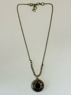 Lucky Brand Gold-Tone Filigree Pendant Necklace with Faux Garnet